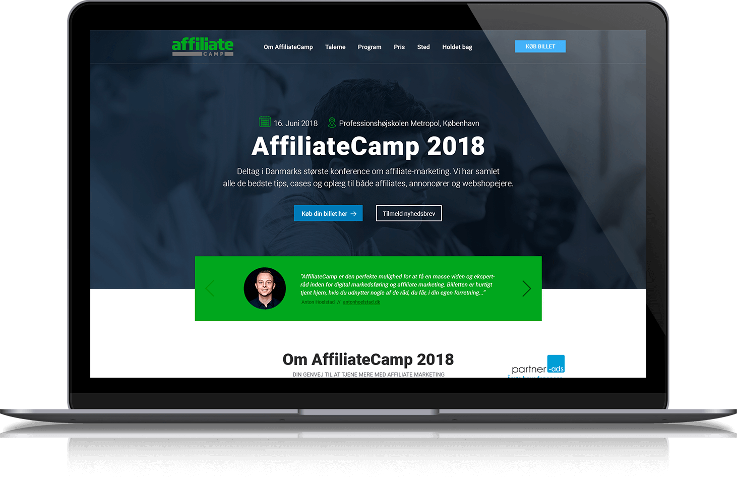 Affiliate Camp web design desktop
